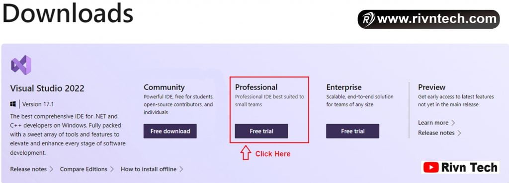 Professional Edition of Visual Studio