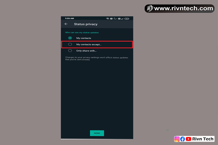 WhatsApp पर Status Hide कैसे करे