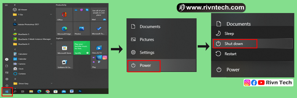 Start Screen से Computer या Laptop को Shutdown कैसे करें?