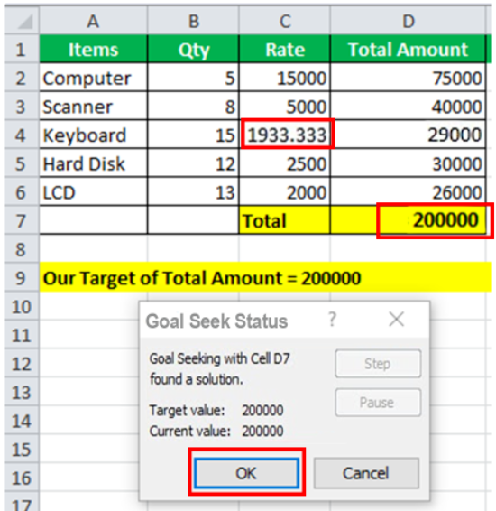 Goal Seek in Excel
