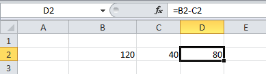 Subtraction Excel Formula