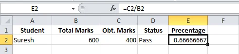 Percentage Excel Formula