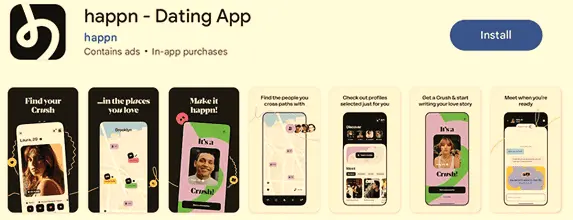 Happn video call app with random or strangers girl