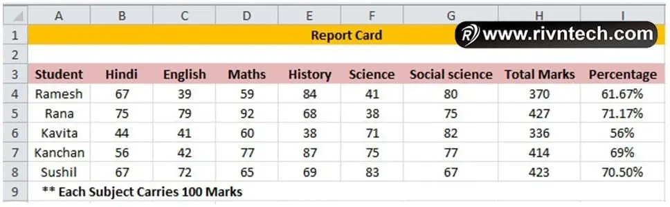 Excel Percentage Formula in Hindi