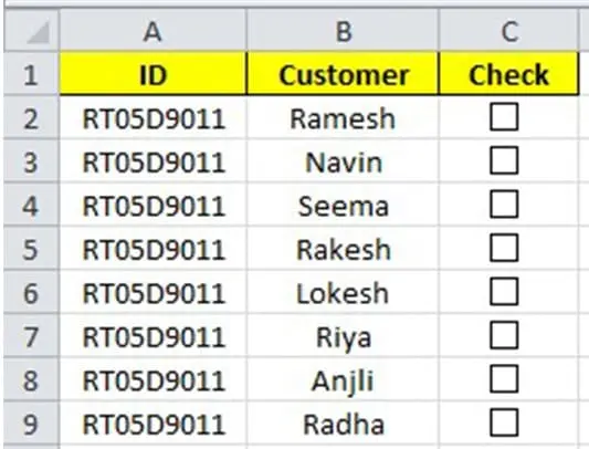 How to insert a checkbox in excel