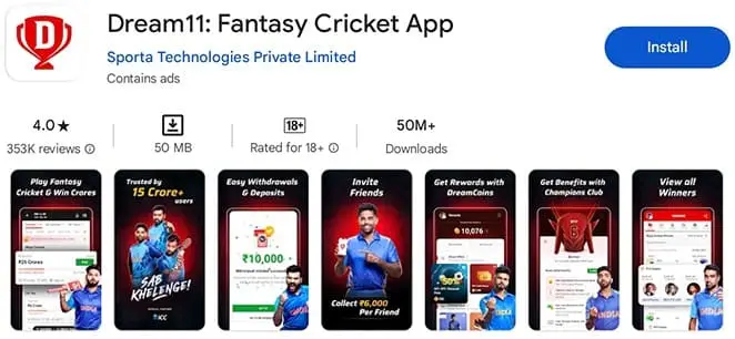 Dream11 Refer and Earning Apps