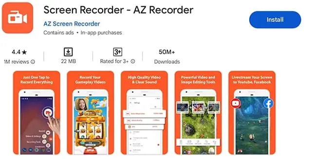 AZ Recorder - screen recording करने वाला apps