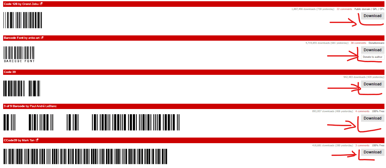 Barcode Fonts